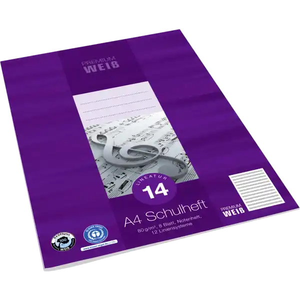 A4 Notenheft 8 Blatt weiß