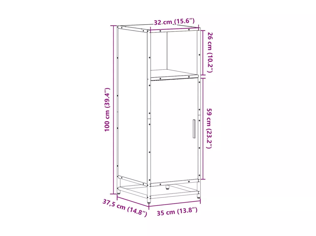 Armoire de salle de bain sonoma gris 35x37,5x100 cm