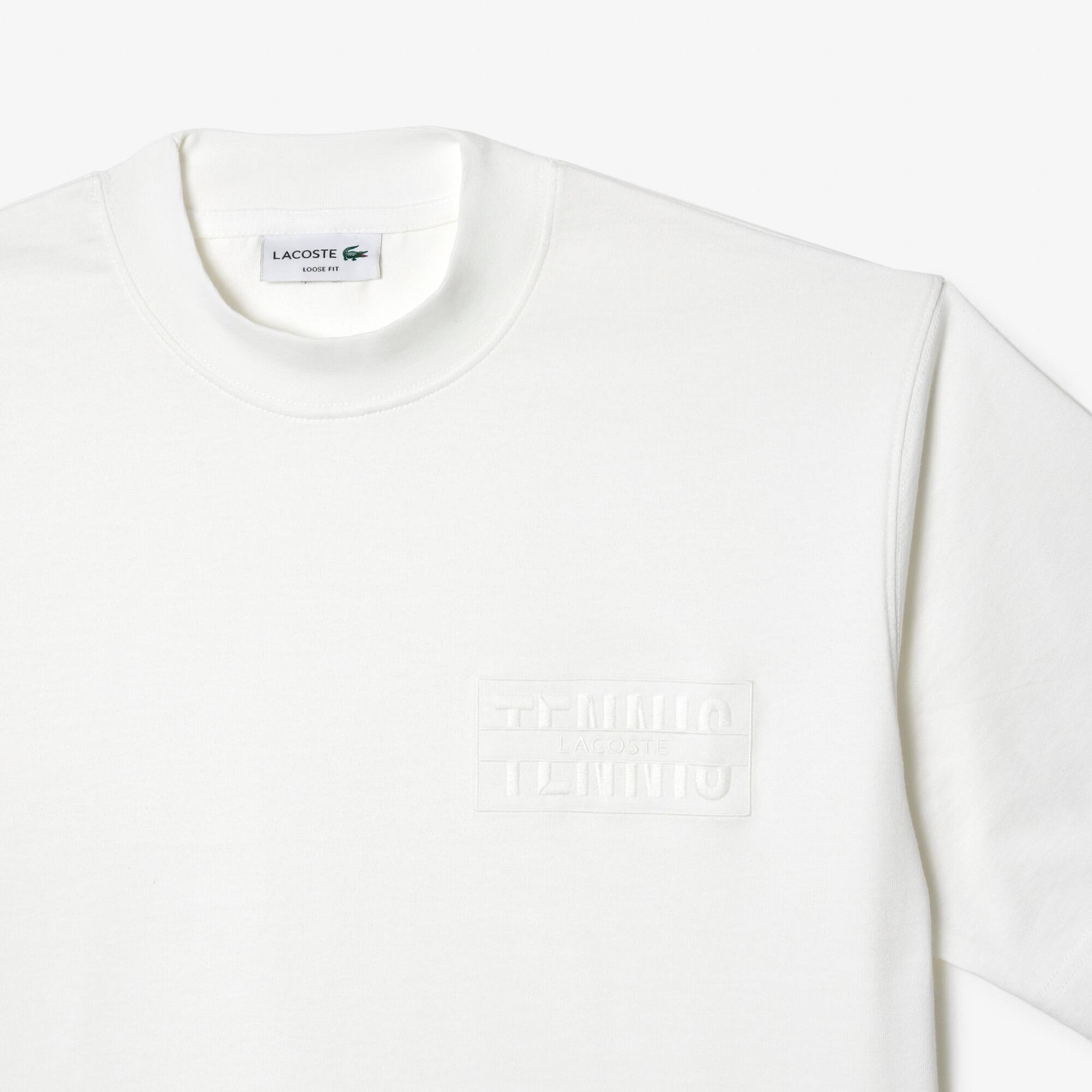 T-shirt brodé loose fit en jersey de coton épais T-Shirts - Blanc - Lacoste - Homme