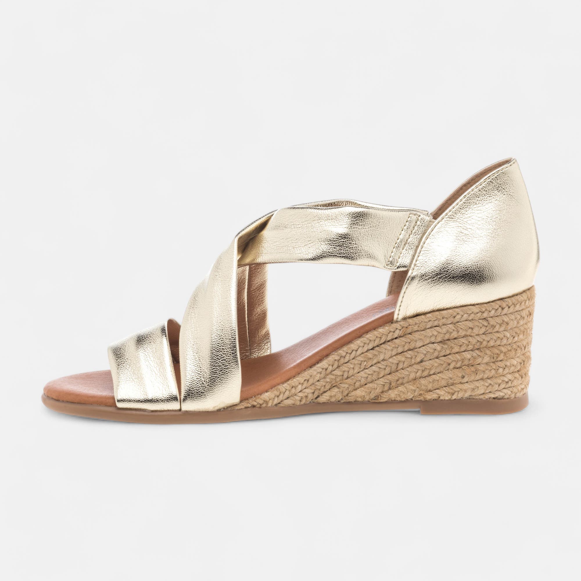 Sandales à talon compensé Femme or