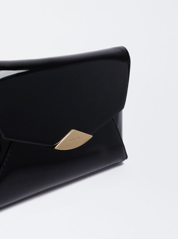 Bolso De Mano De Fiesta De Charol - Negro