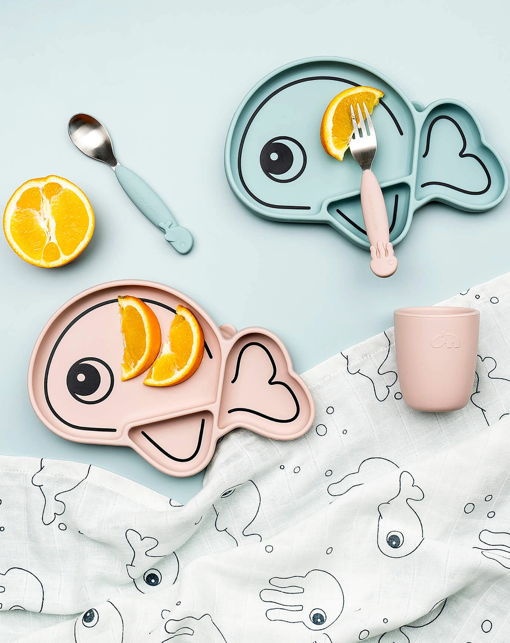 Besteckset YUMMYPLUS - SEA FRIENDS 2-teilig in blau
