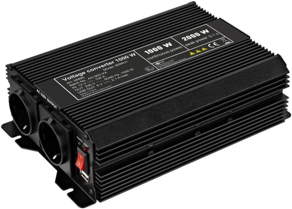 Goobay Spenningsomformer DC/AC (12 V - 230 V/1000 W) konverterer 12 V DC til 230 V AC
