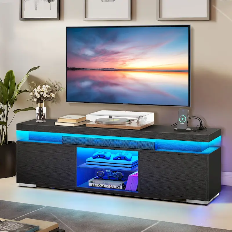 Moasis Modern TV Stand for TV 43-65 Entertainment Center Media Console with LED Lights