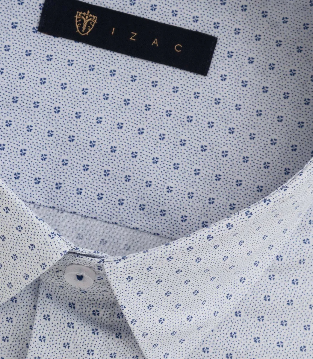 Chemise imprimée micro motif bleu 