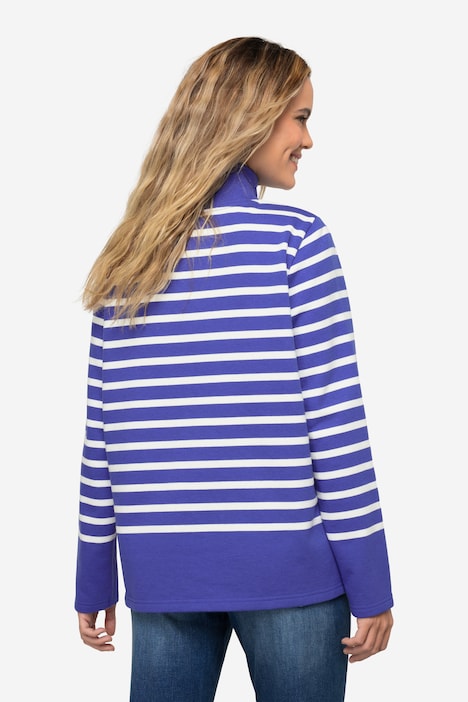 Sweatshirt, Ringel, Troyerkragen, Langarm, OEKO-TEX