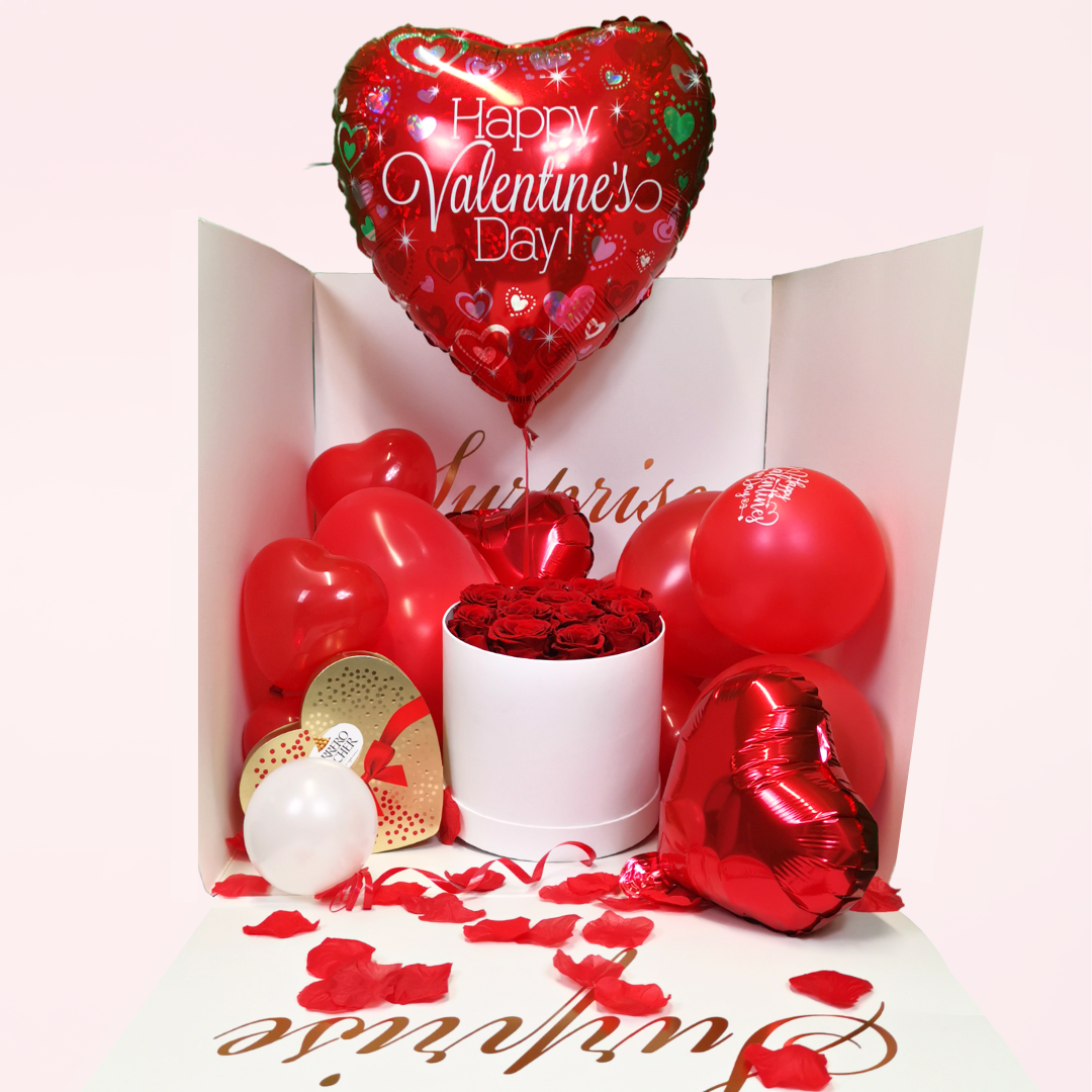 (50x50x50cm) Surprise Geschenk Schachtel Party Ballon Überraschungsbox - Weiss / Gold