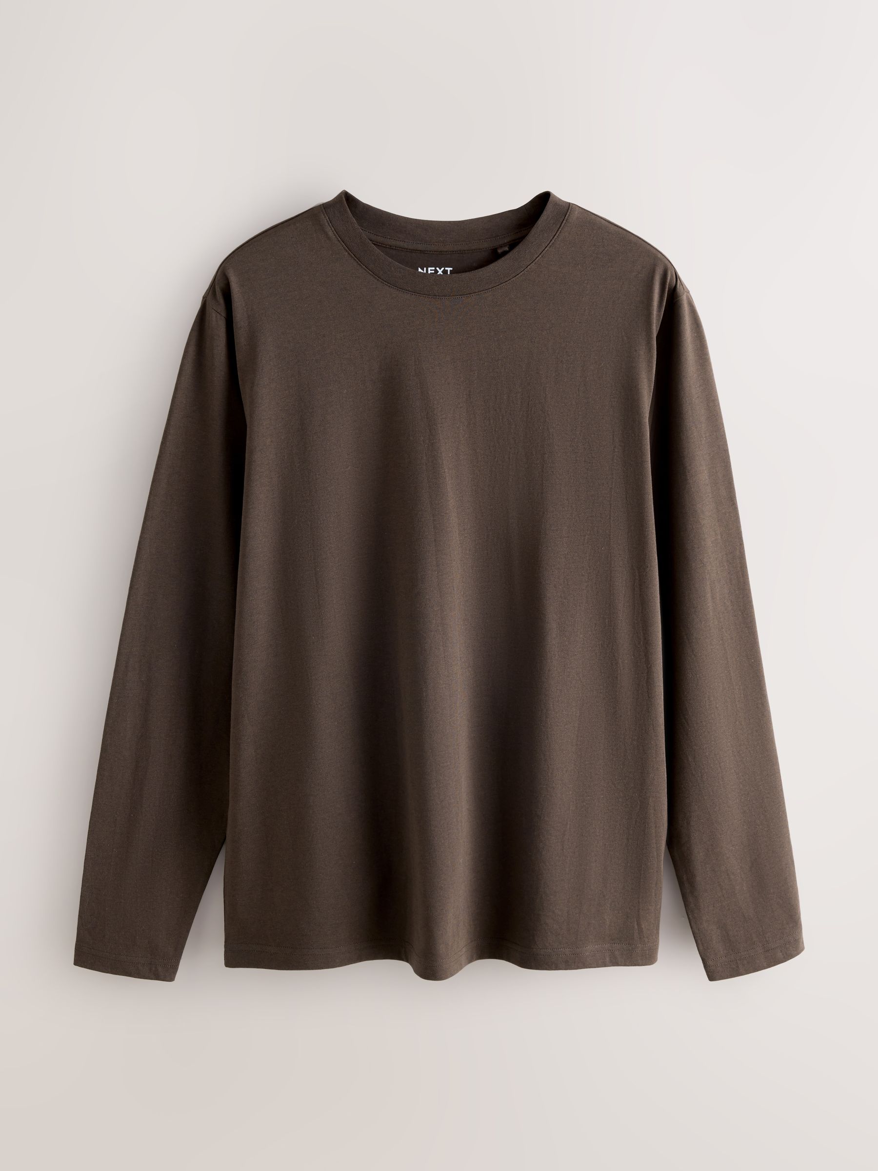 Bruin gemêleerd - Normale Pasvorm - T-shirt met lange mouwen en ronde hals
