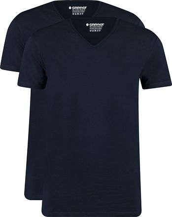 Garage 2-Pack Basic T-shirt Bio V-Neck Donkerblauw 0222-934 kopen