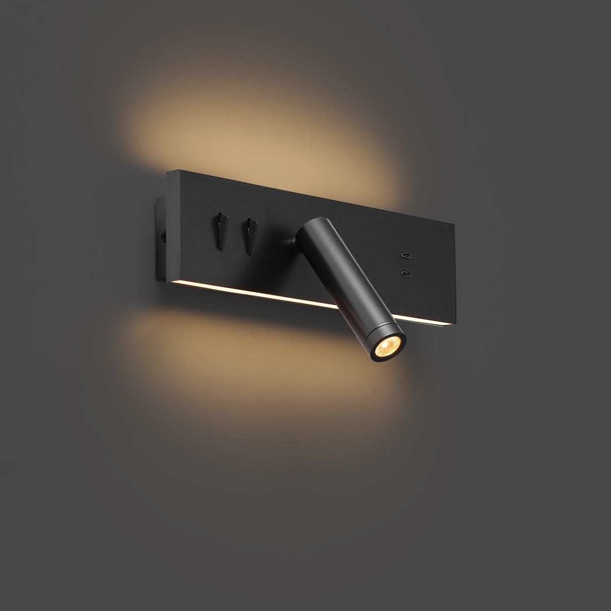 Moderne wandlamp zwart verstelbaar met USB-C incl. LED - Modric