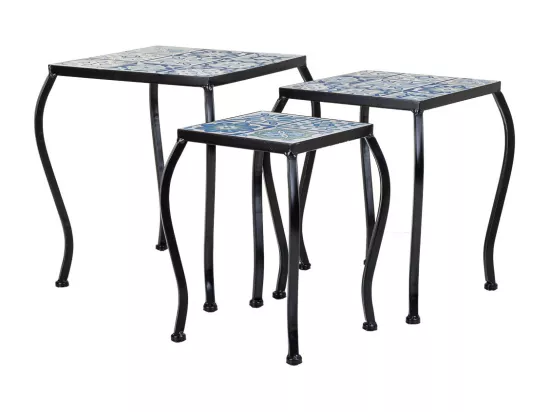 Ensemble de 3 supports en mosaïque et métal noirs