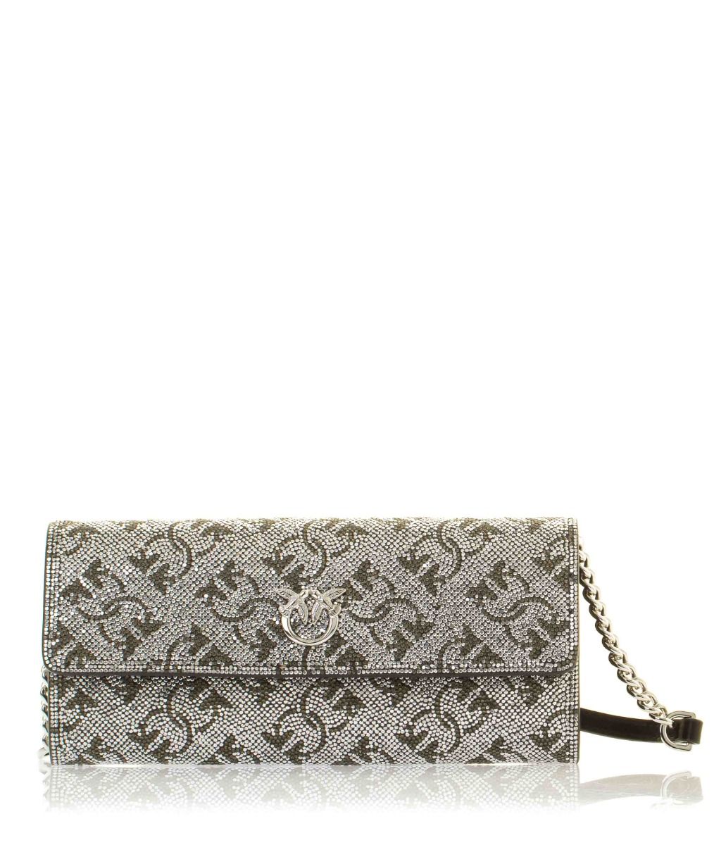 Pinko Fully Rhinestoned Love Tiny Birds Wallet