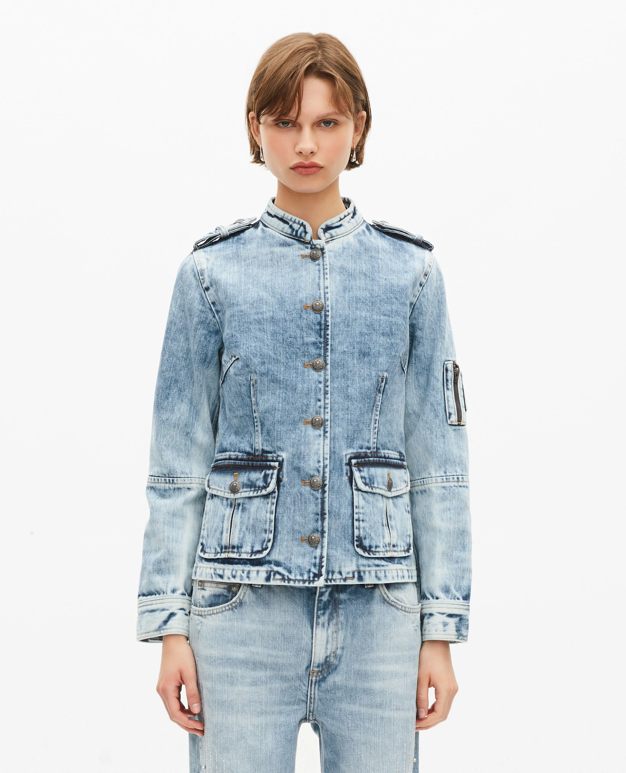 Veste style officier en denim