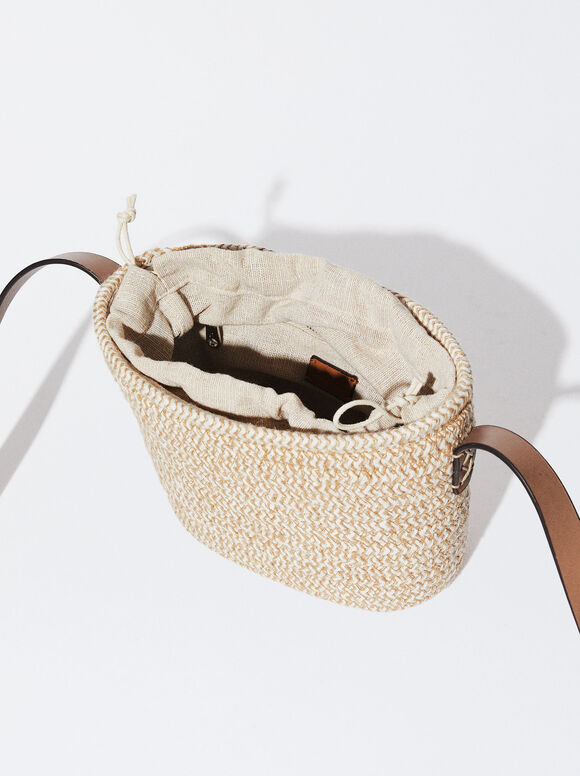 Bolsa transversal com pompons - Bege