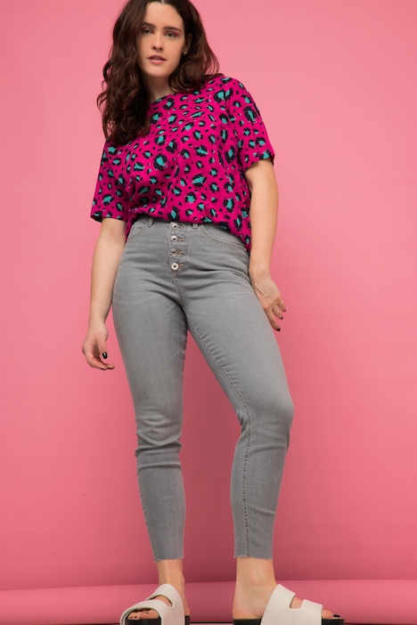 Skinny Jeans, schmales Bein, 5-Pocket, High-Waist, Knopfleiste