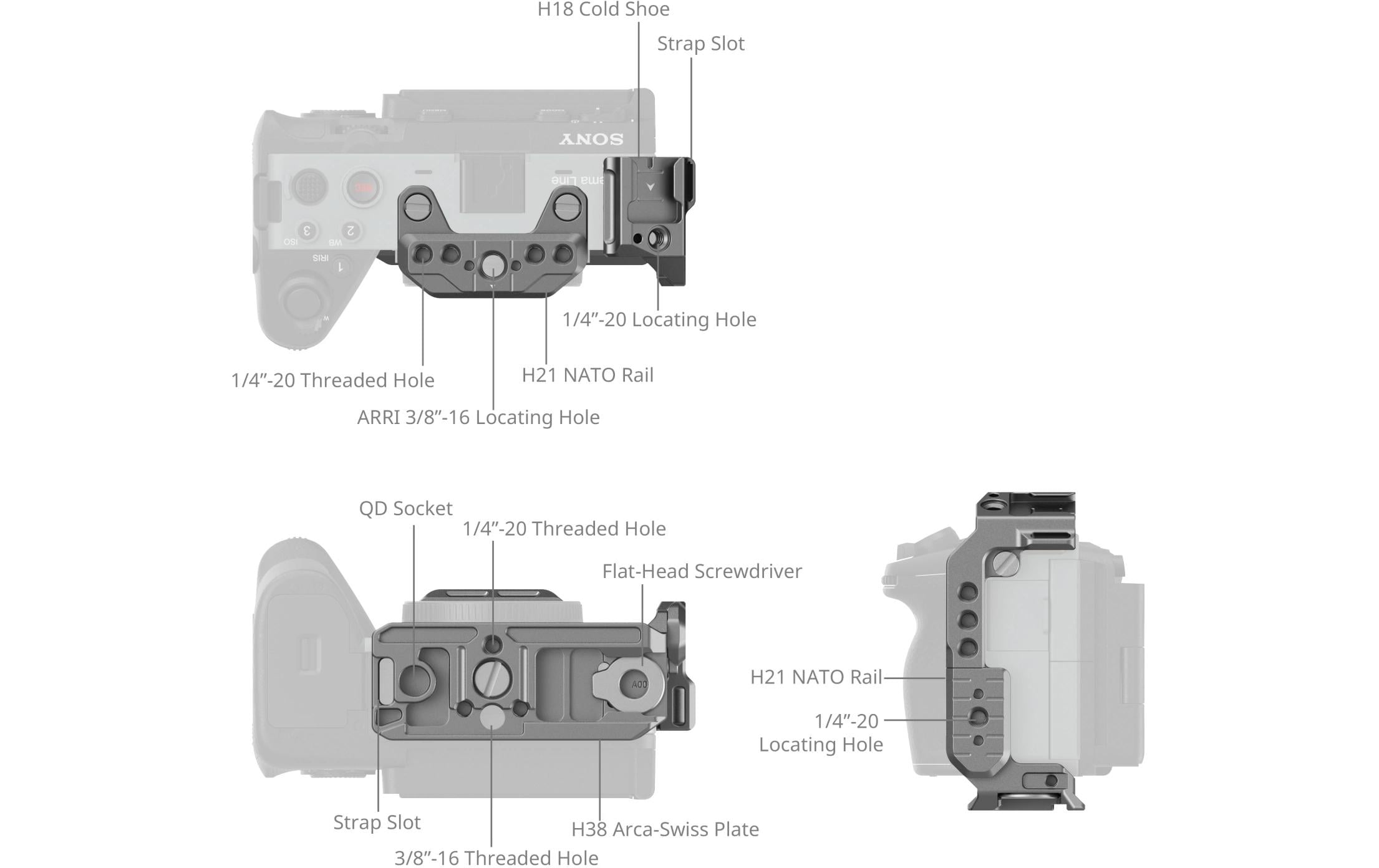 HawkLock Quick Release Half Cage für Sony FX3 / FX30Schützt die Kamera und bietet Anschlussmöglichkeiten