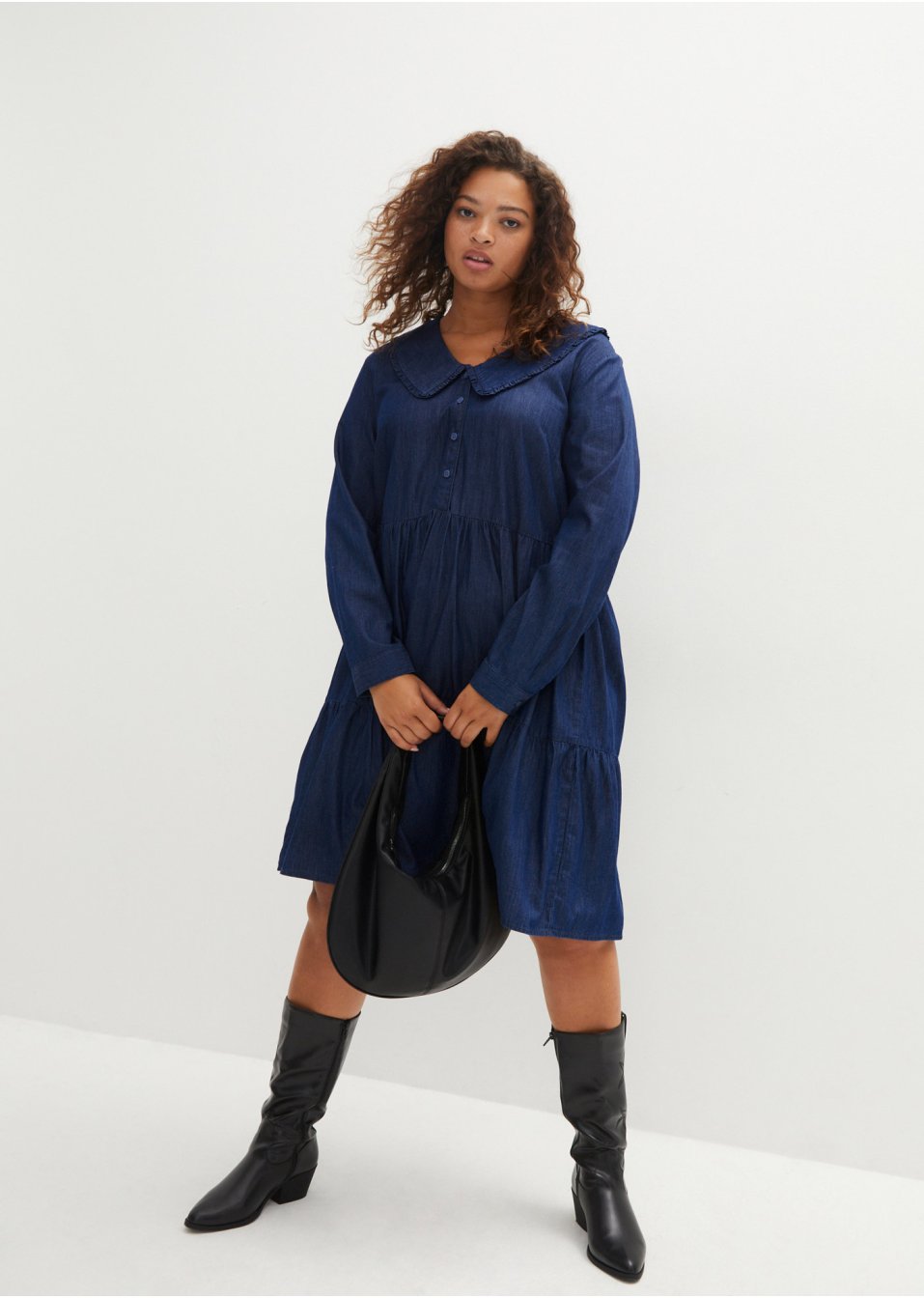 Robe-tunique en jean avec col