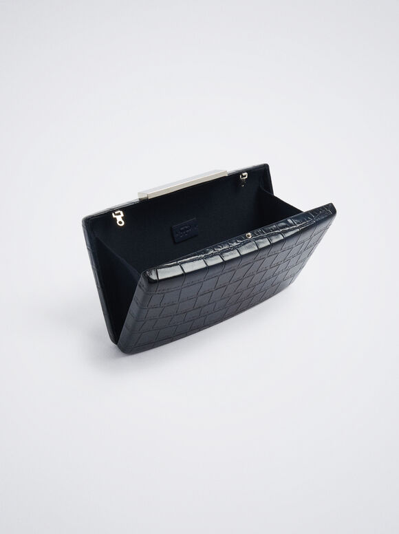 Clutch de festa com estampa animal - Azul marinho