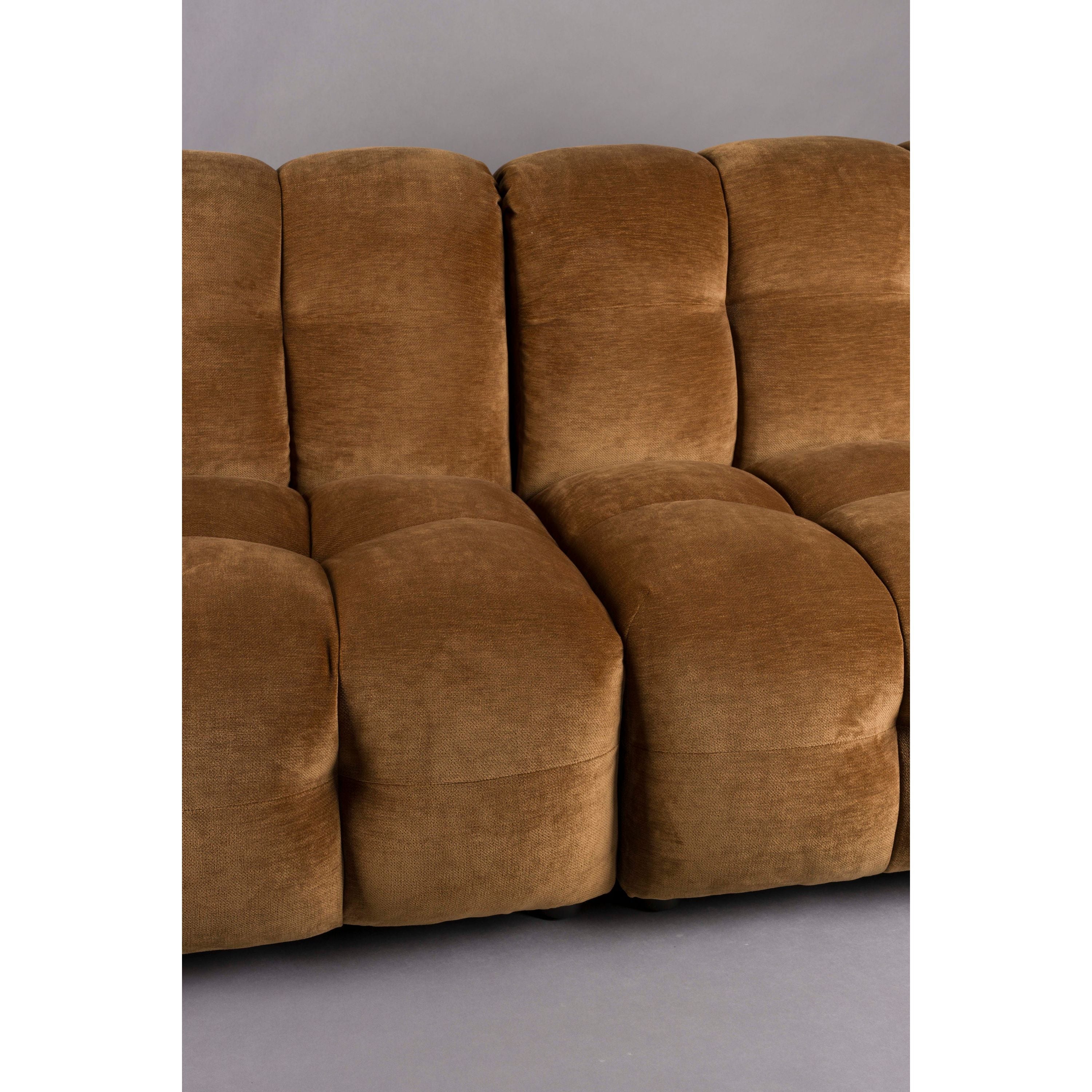 Dutchbone Hackman 3-zitsbank Velours Cognac Bruin