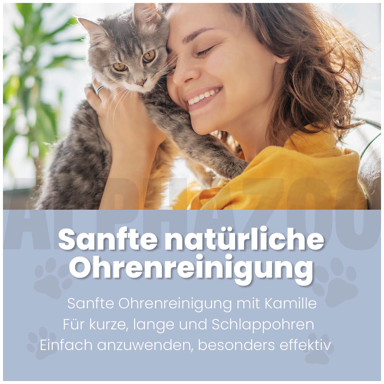 ALPHAZOO Lauscher-Auf Ohrenreiniger für Katzen I Ohrenpflege mit Kamille