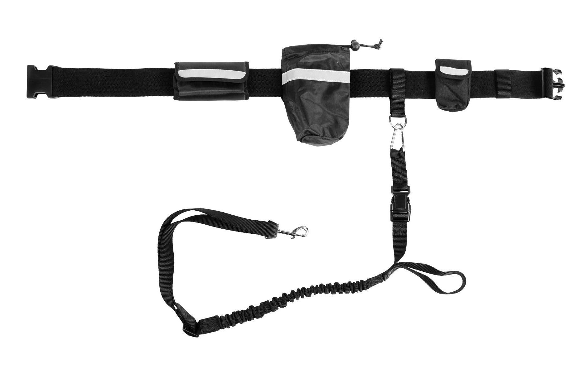 Fahrrad- und Joggingleine Set, 60-120 cm, SchwarzSportliches Leinen-Set mit Geldbörse und Flaschentasche