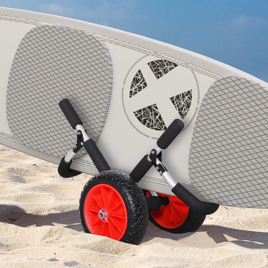 HOMCOM Surfwagen gepolstert silber, schwarz, rot