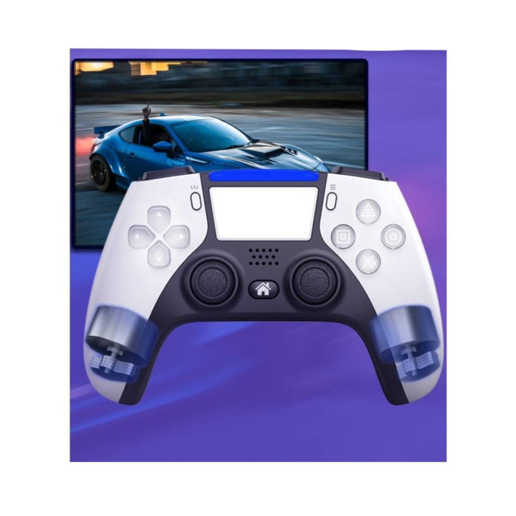 Sony PlayStation PS4 / Nintendo Switch / Switch 2 / PC / Smartphone Wireless BT Game Controller mit 3.5mm Klinke (iOS / Android) - Weiss / Blau