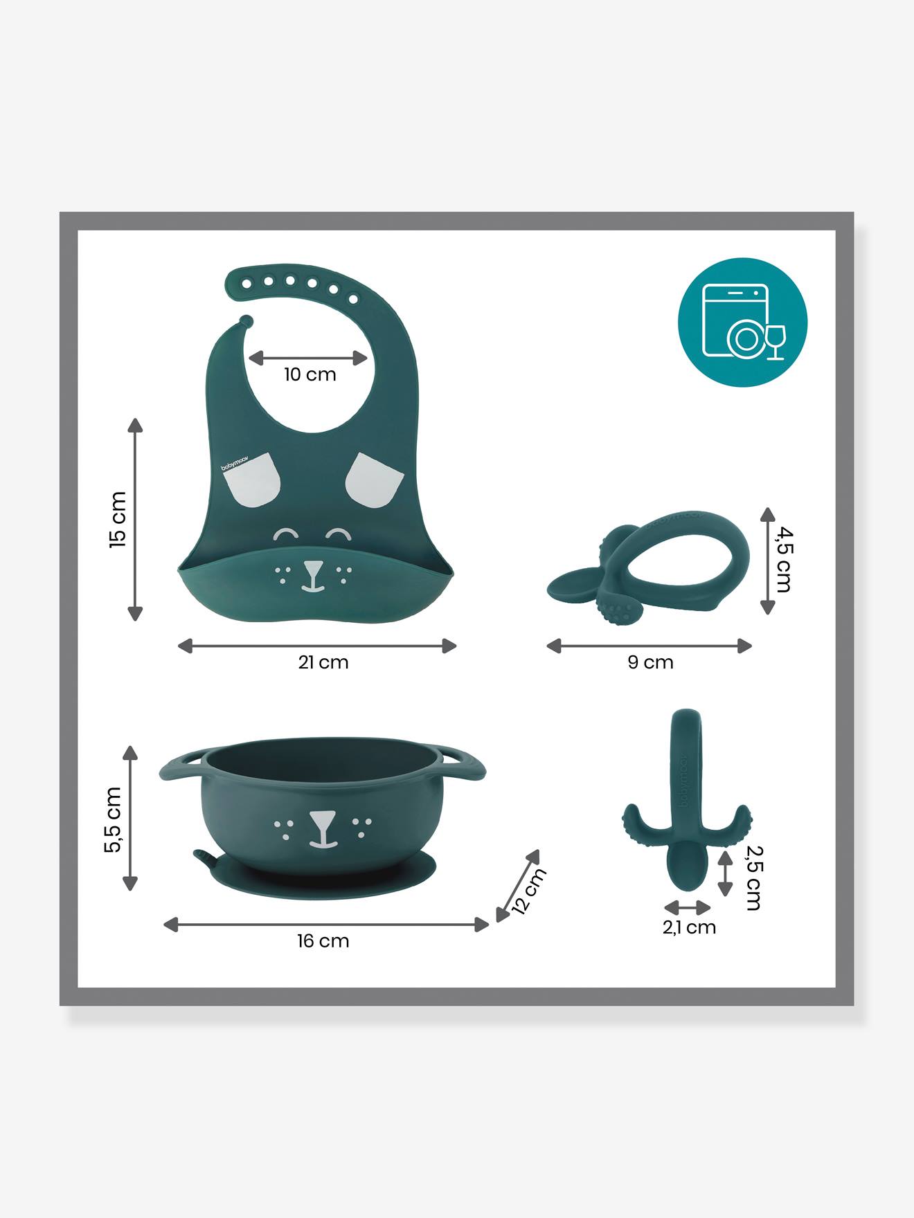 Kit de alimentação de silicone BABYMOOV First'Isy, azul claro liso