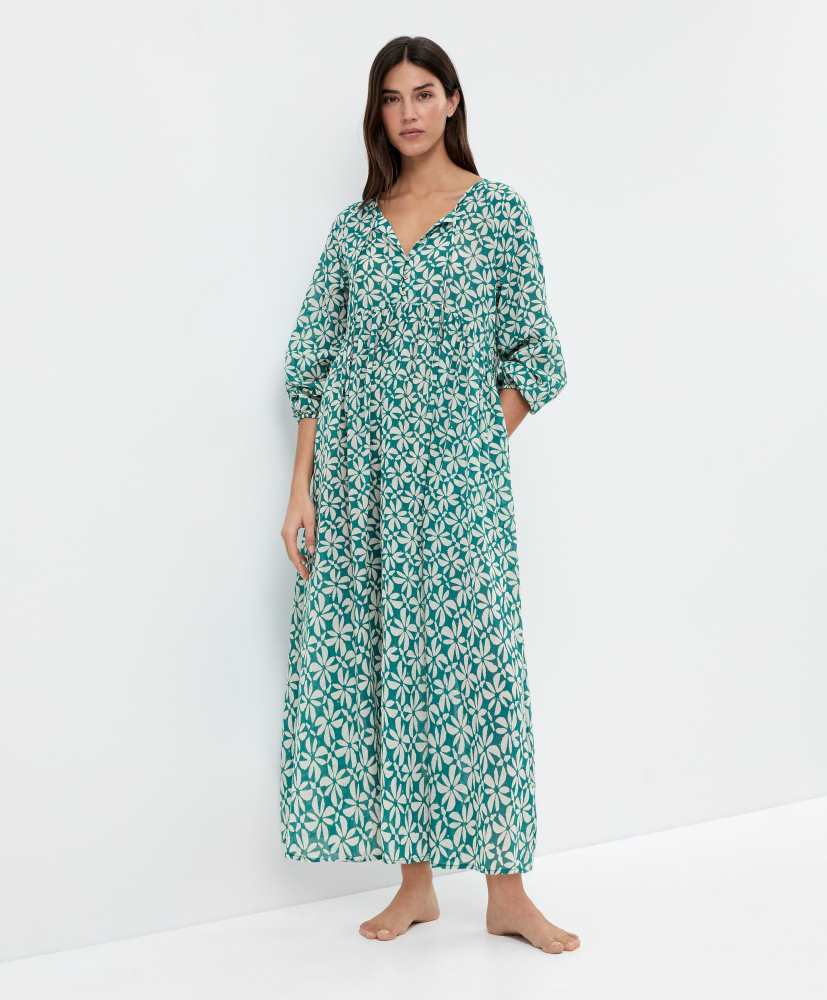 Vestido túnica, 100% algodão, estampado