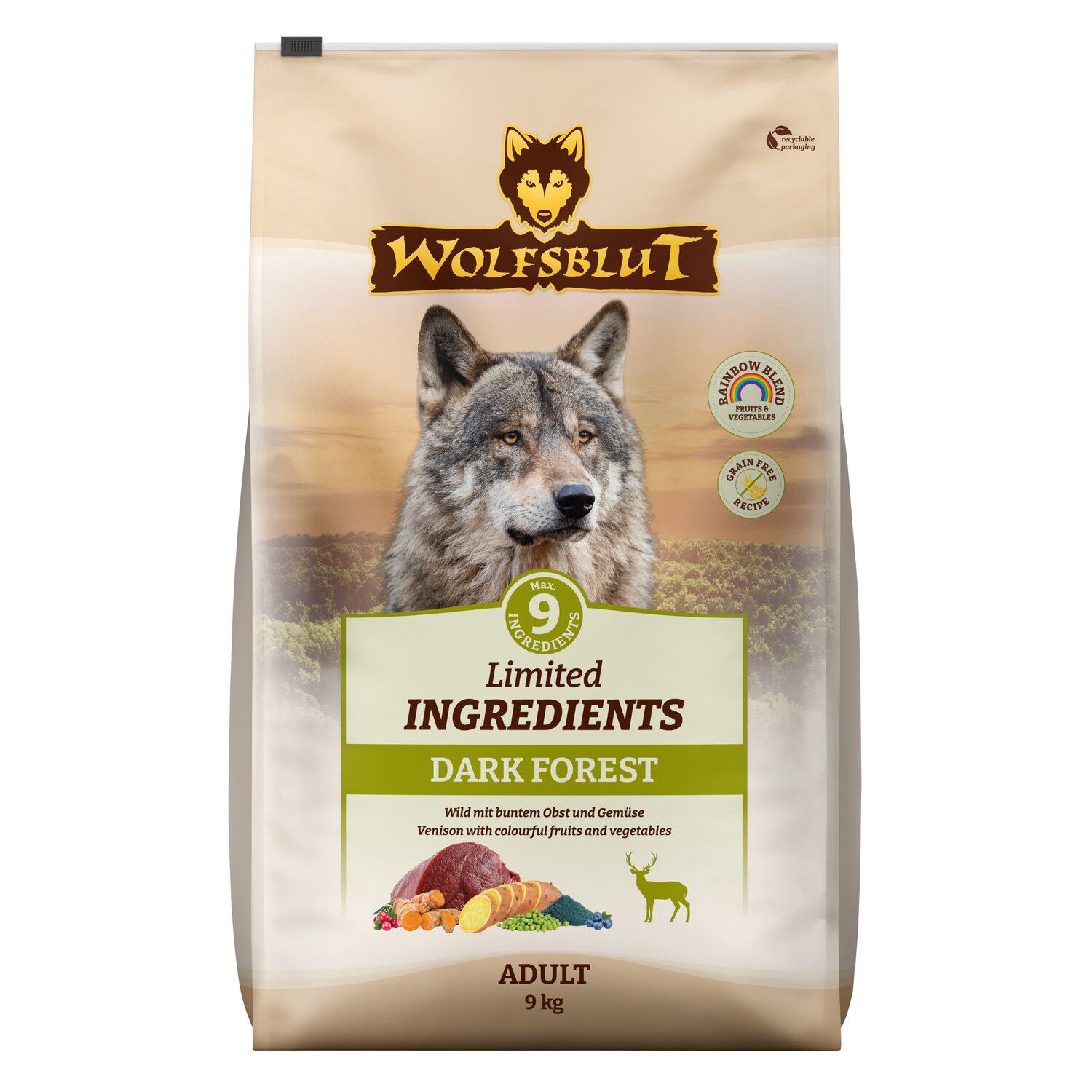 WOLFSBLUT Trockenfutter Dark Forest - 9 kg - Wild & Süßkartoffel