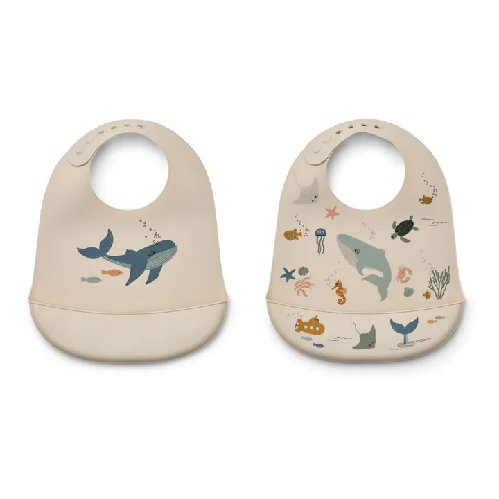 Liewood Bavoirs Tilda en silicone - Set de 2 | Sea creature/Sandy