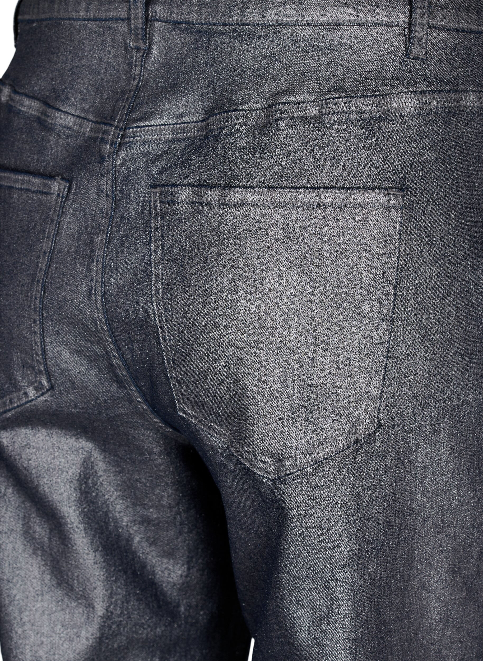 Sølv coatede jeans med høj talje