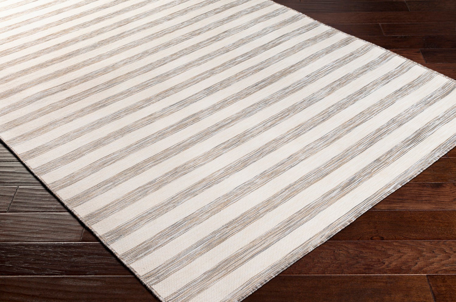 Binnen/buiten gestreept vloerkleed beige/ivoor 80x150 cm ZAKI