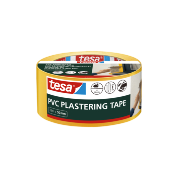 Tesa bepleisteringstape PVC geel reliëf 50 mm x 33 m