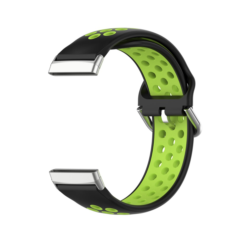 Fitbit Versa 4 / Sense 2 Ersatz Silikon Armband Dual Color (Gelenkumfang 190 - 230mm) - Schwarz / Grün