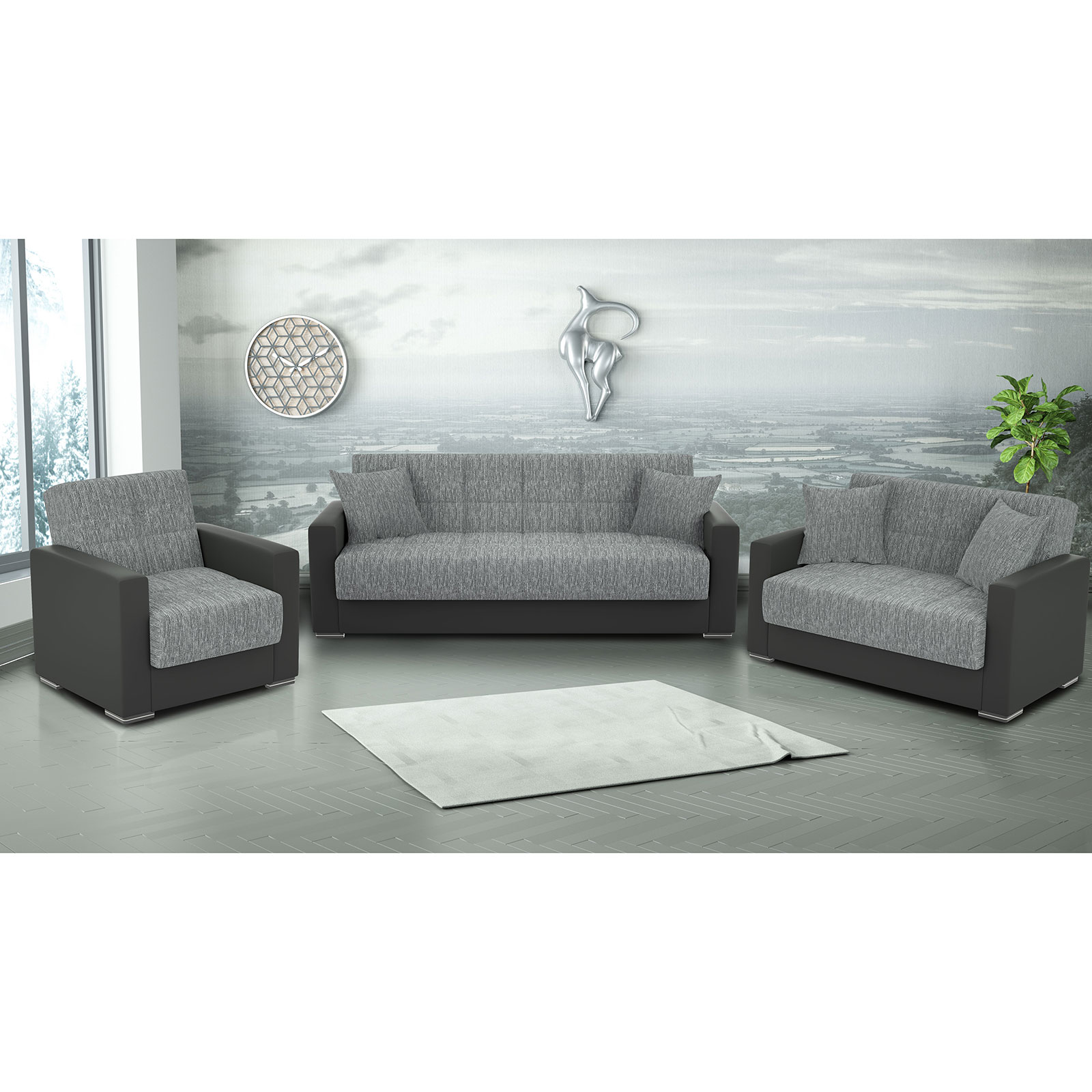 Sessel - grau-schwarz - mit Liegefunktion und Staukasten