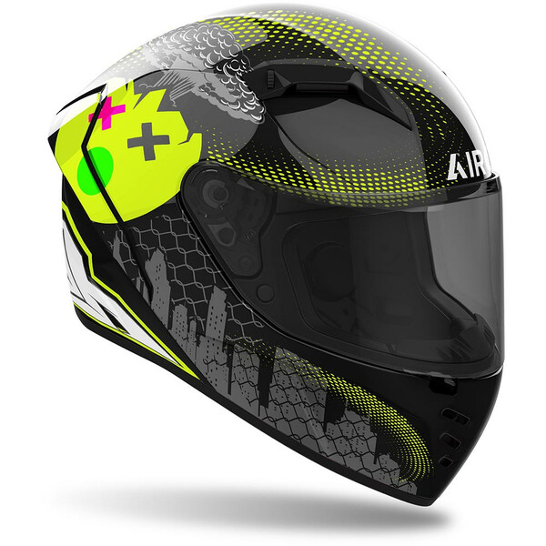 Airoh - Casque Connor Gamer Noir Brillant / Gris / Jaune fluo