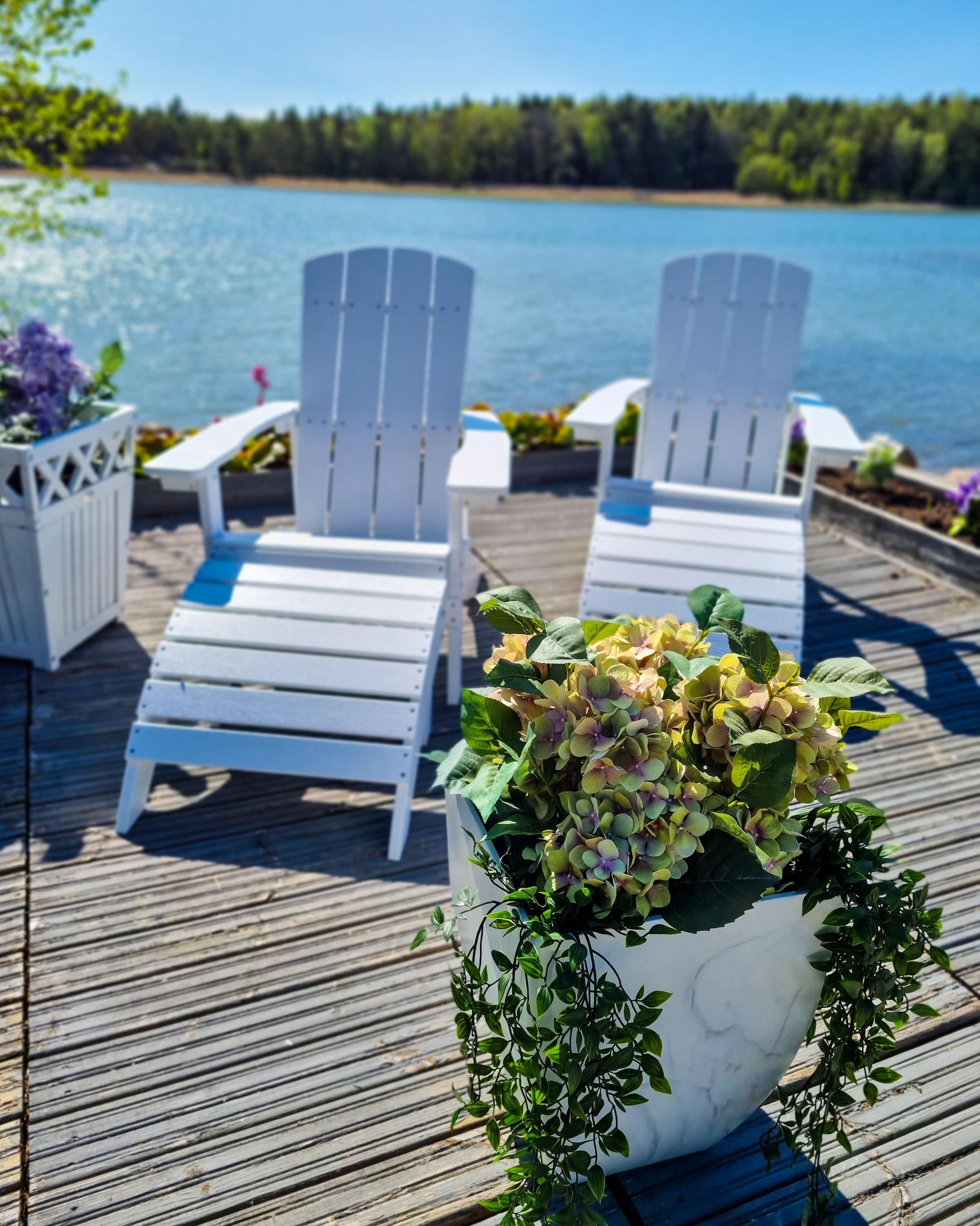 Tuinstoel ADIRONDACK met voetenbank Wit