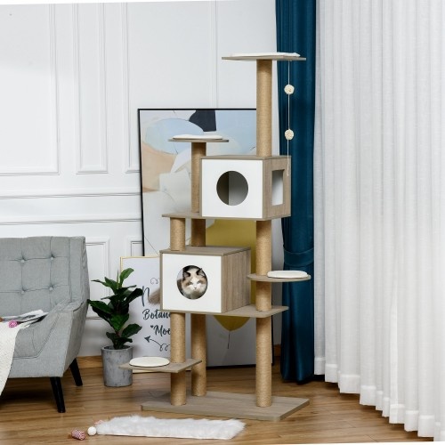 Arranhador para Gatos Pawhut, Branco e Marrom