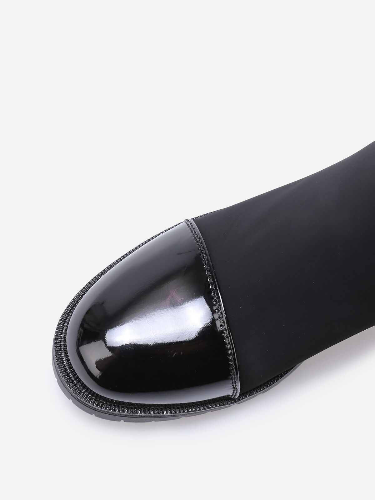 Bottines multi-matières à zip décoratif- Noir