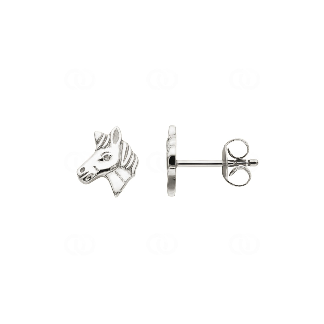 Ohrstecker 750/18 K Weissgold Pferd