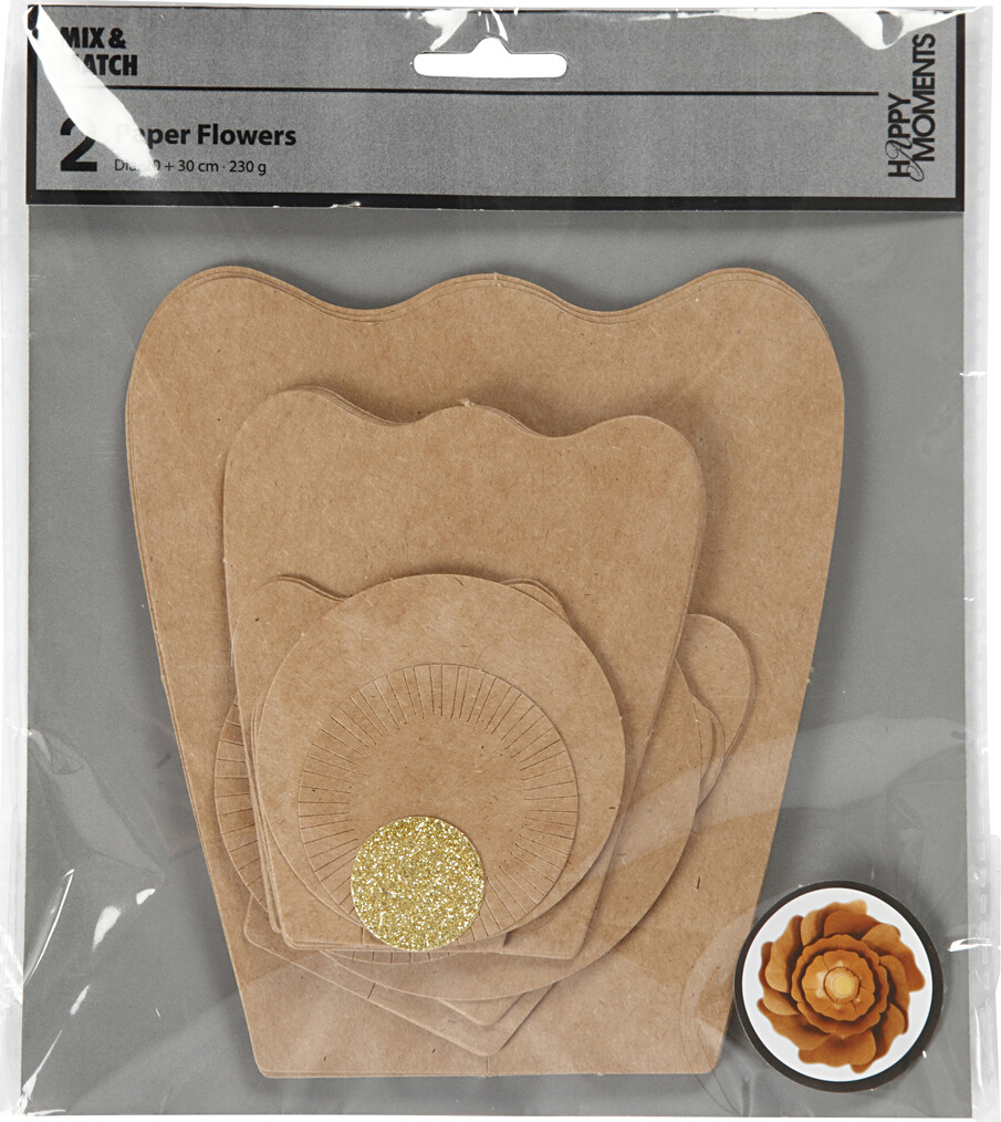 Papirblomster - Ø 15+25 CM - Natur - 2 Stk