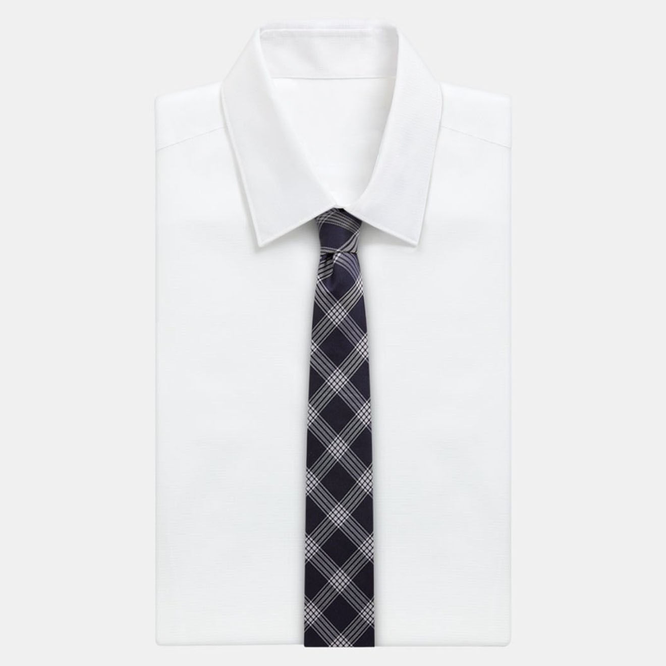 Tommy Hilfiger Cravate 100% Soie à carreaux bleu marine