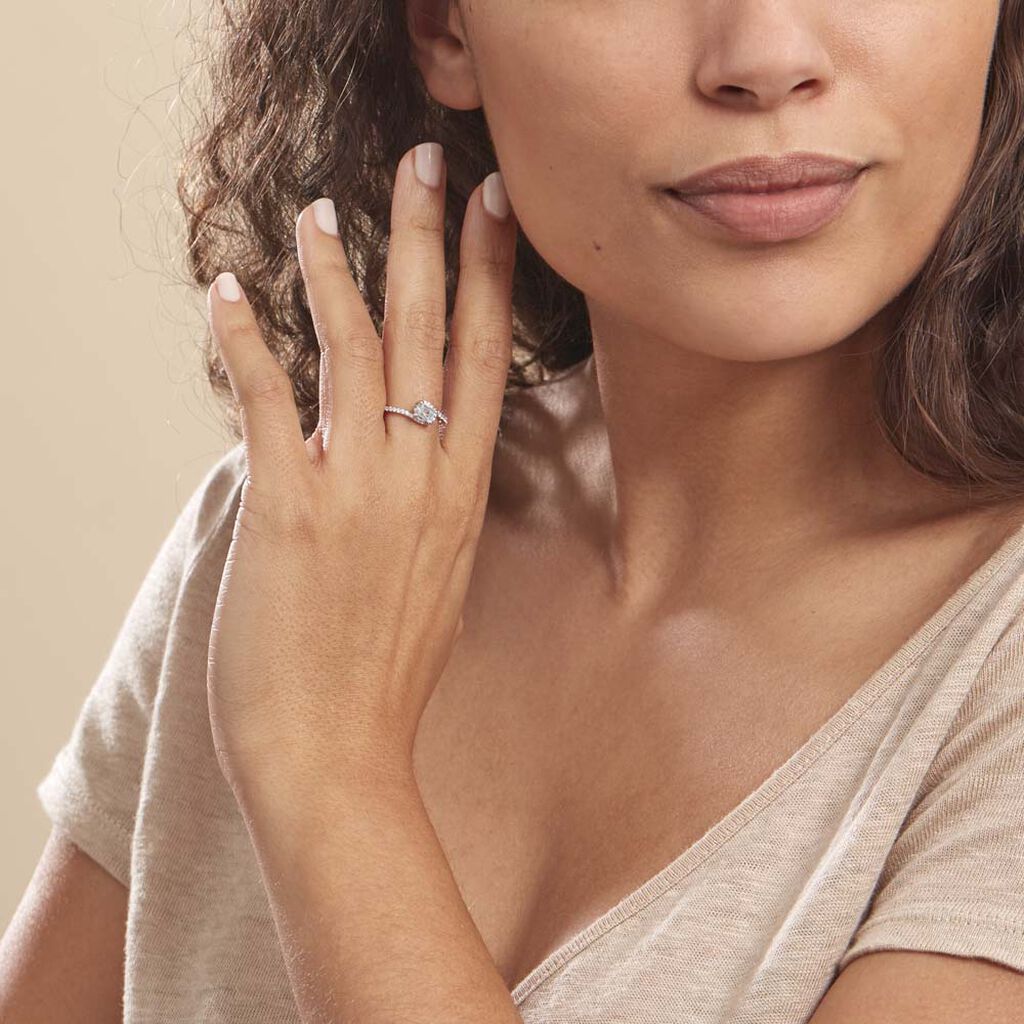 Bague Loriane Or Blanc Topaze Et Oxyde De Zirconium