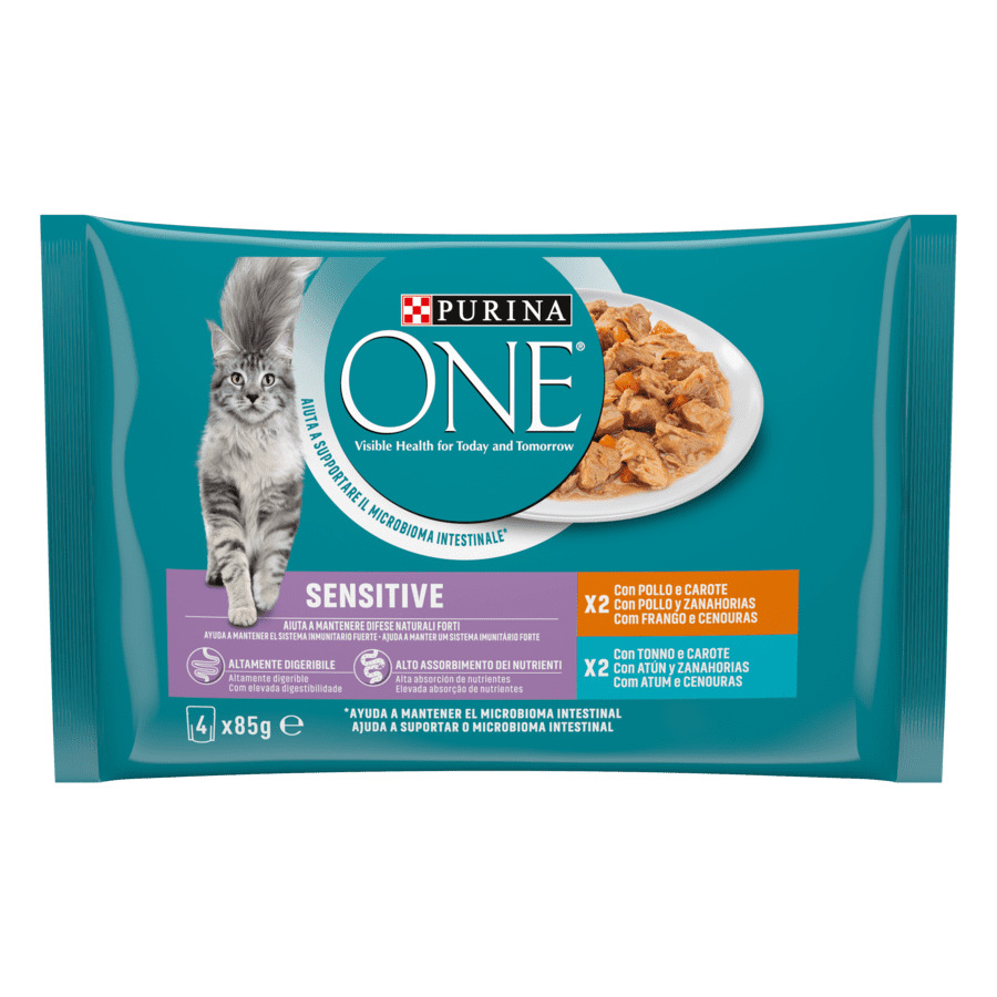 Sachê Purina One Wet Sensitive em molho para gatos