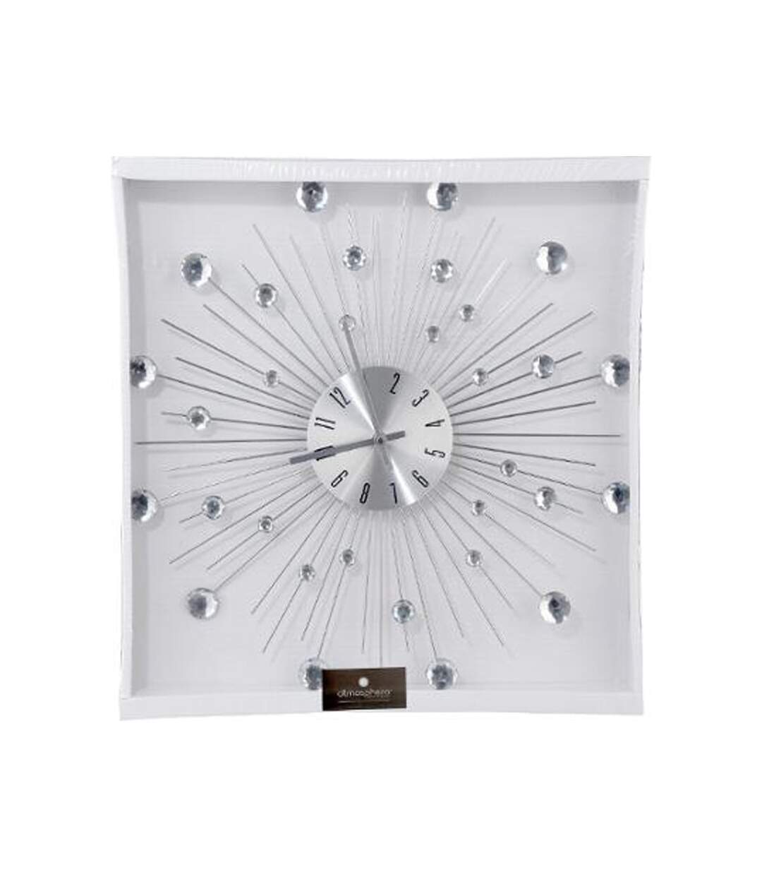 Horloge Design Strass 50cm Argent