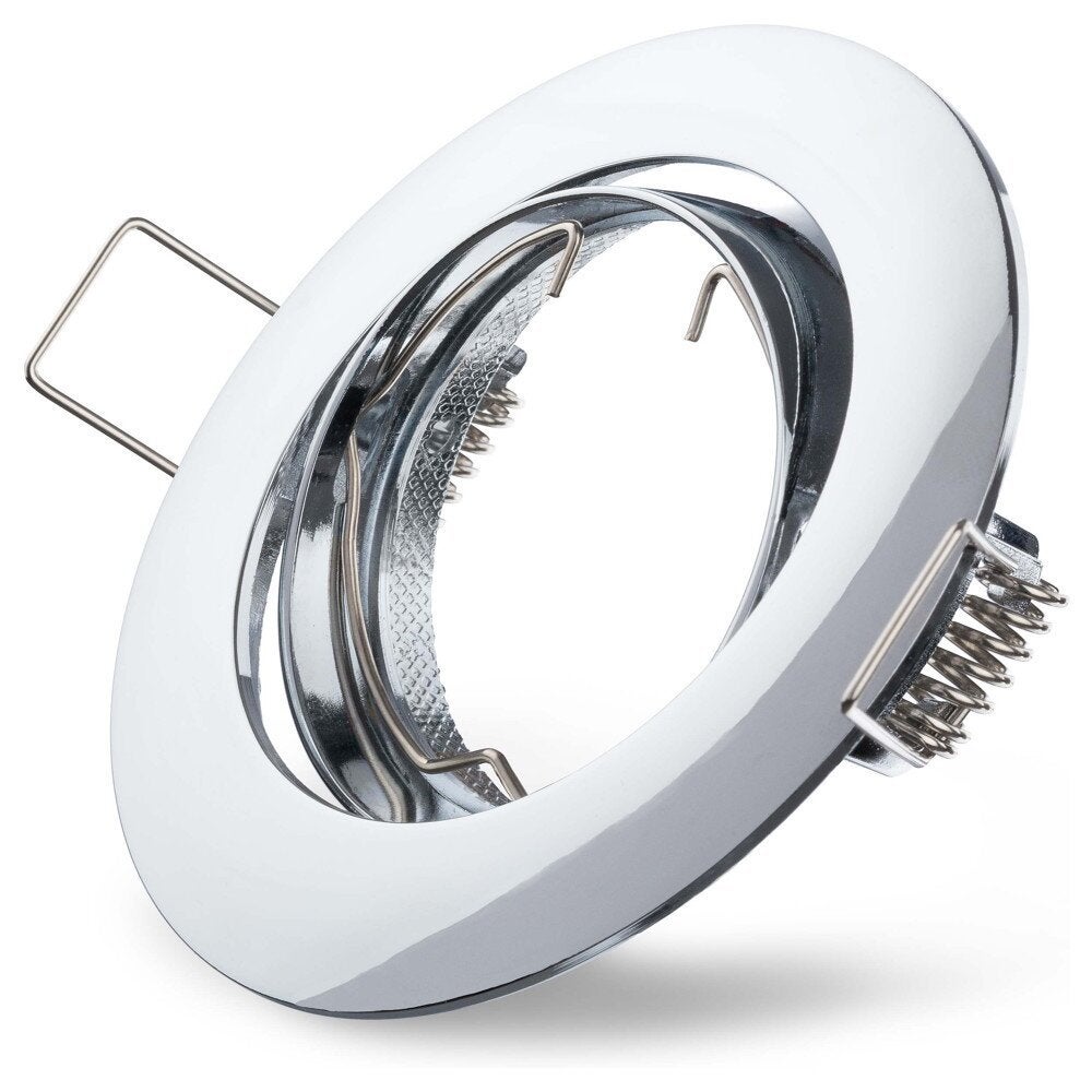 Inbouwring voor inbouwspots, max. 75 mm, rond, met bevestigingsclips, max. 50 W, chroom