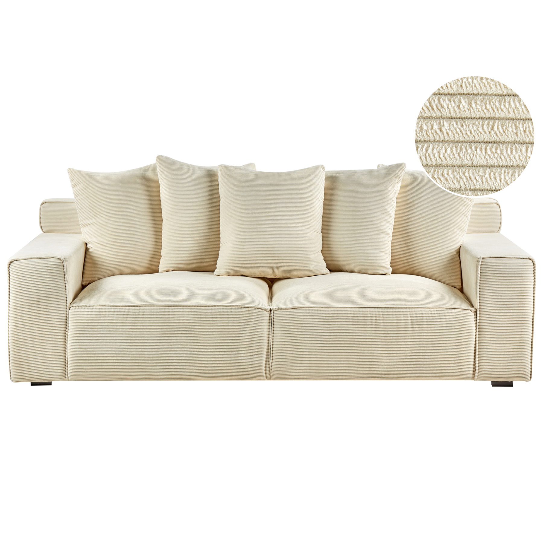 Beliani - VISKAN - Driezitsbank - Lichtbeige - Corduroy