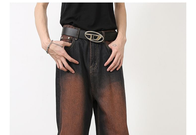 pinkdropper - Mid Rise Washed Wide Leg Jeans