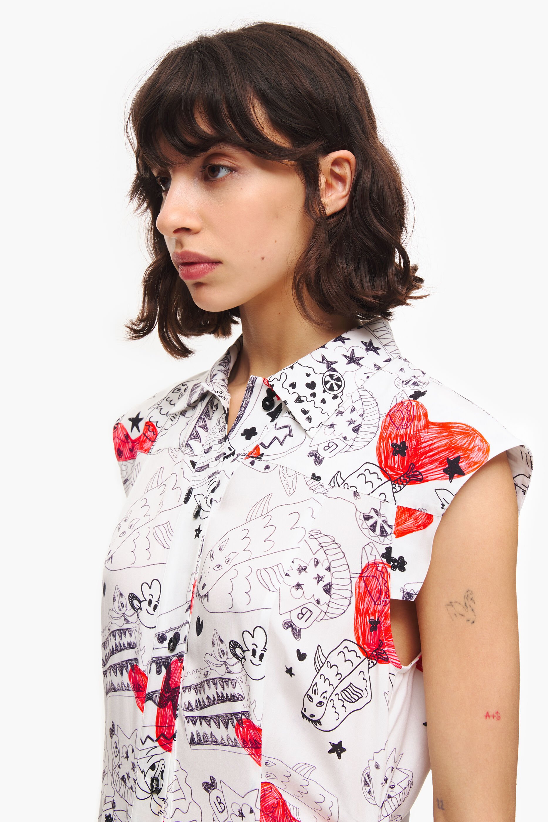 Vestido longo com estampa de coração da Nickname